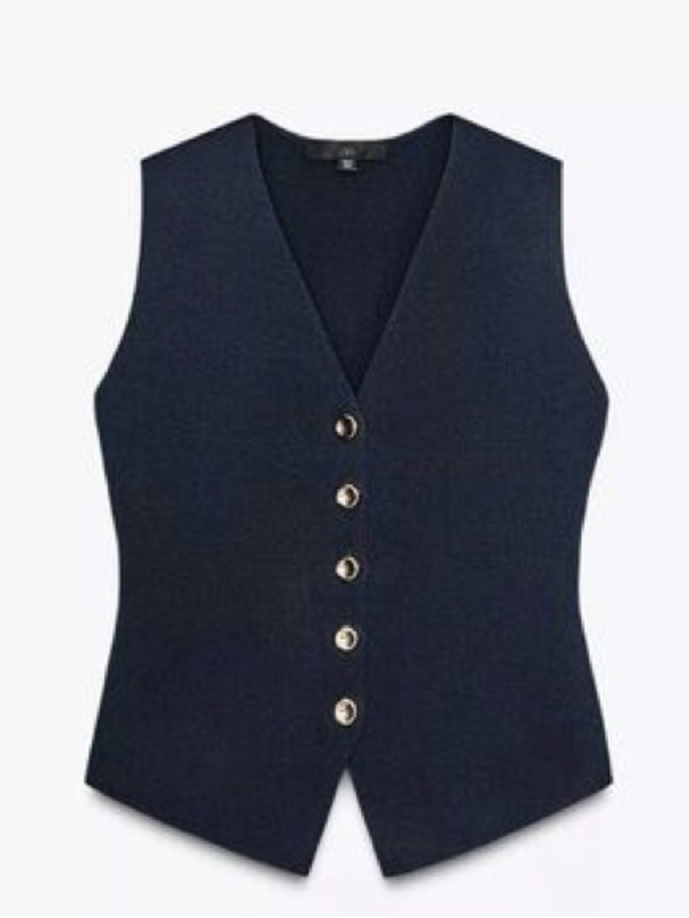 Zara Navy Sleeveless Button-Front Vest